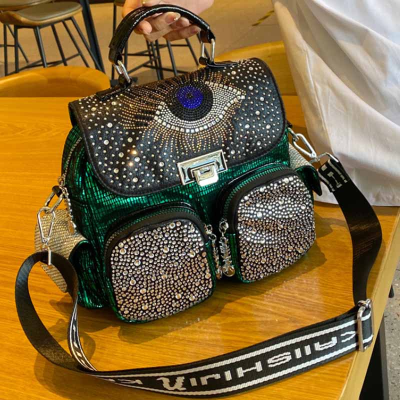 Luxury Bags Brands For Women - Mochila De Cuero PU con diamantes