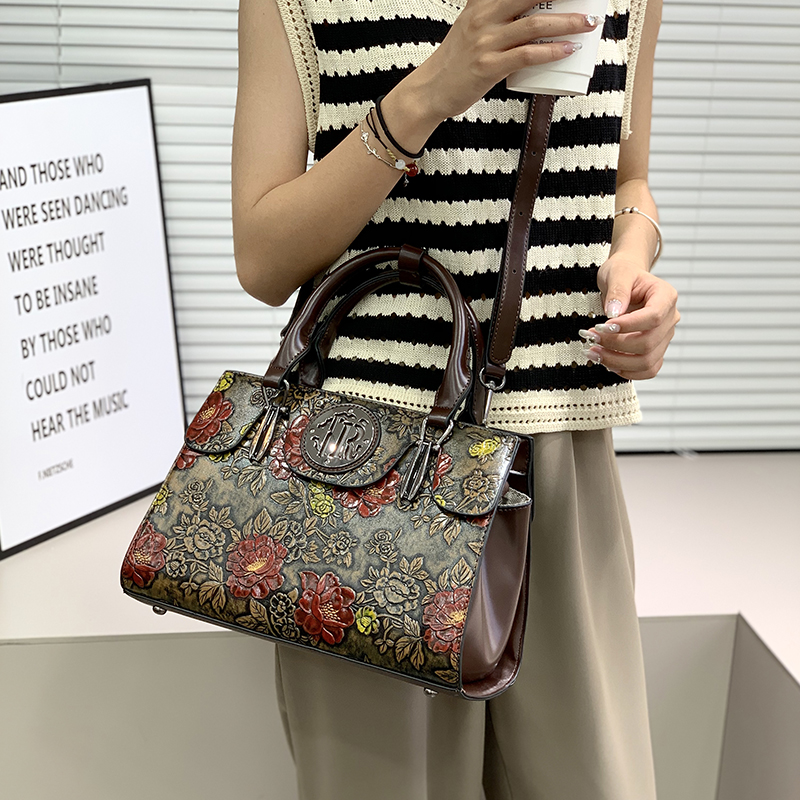 Luxury Bags Vegan Leather - Bolso Tote Vintage con Estampado Floral