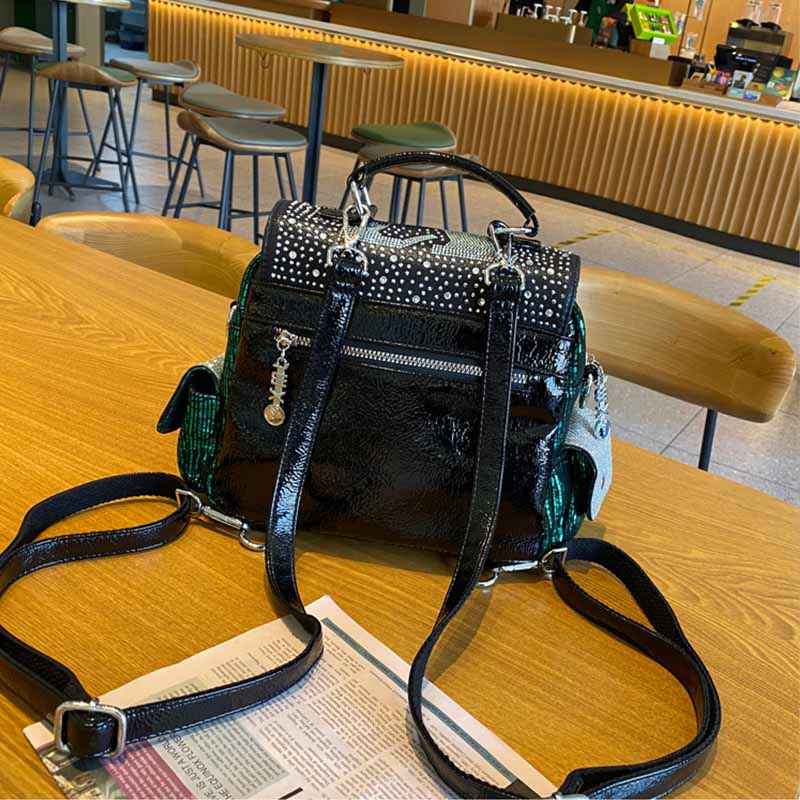 Mochila De Cuero PU con diaman - Luxury Bags Brands For Women reseña y precio